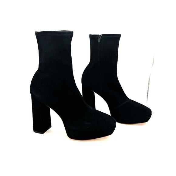 Loeffler Randall Black Velvet Camden Platform Bootie Size 9.5 Dressy Ankle Boots - Picture 4 of 9